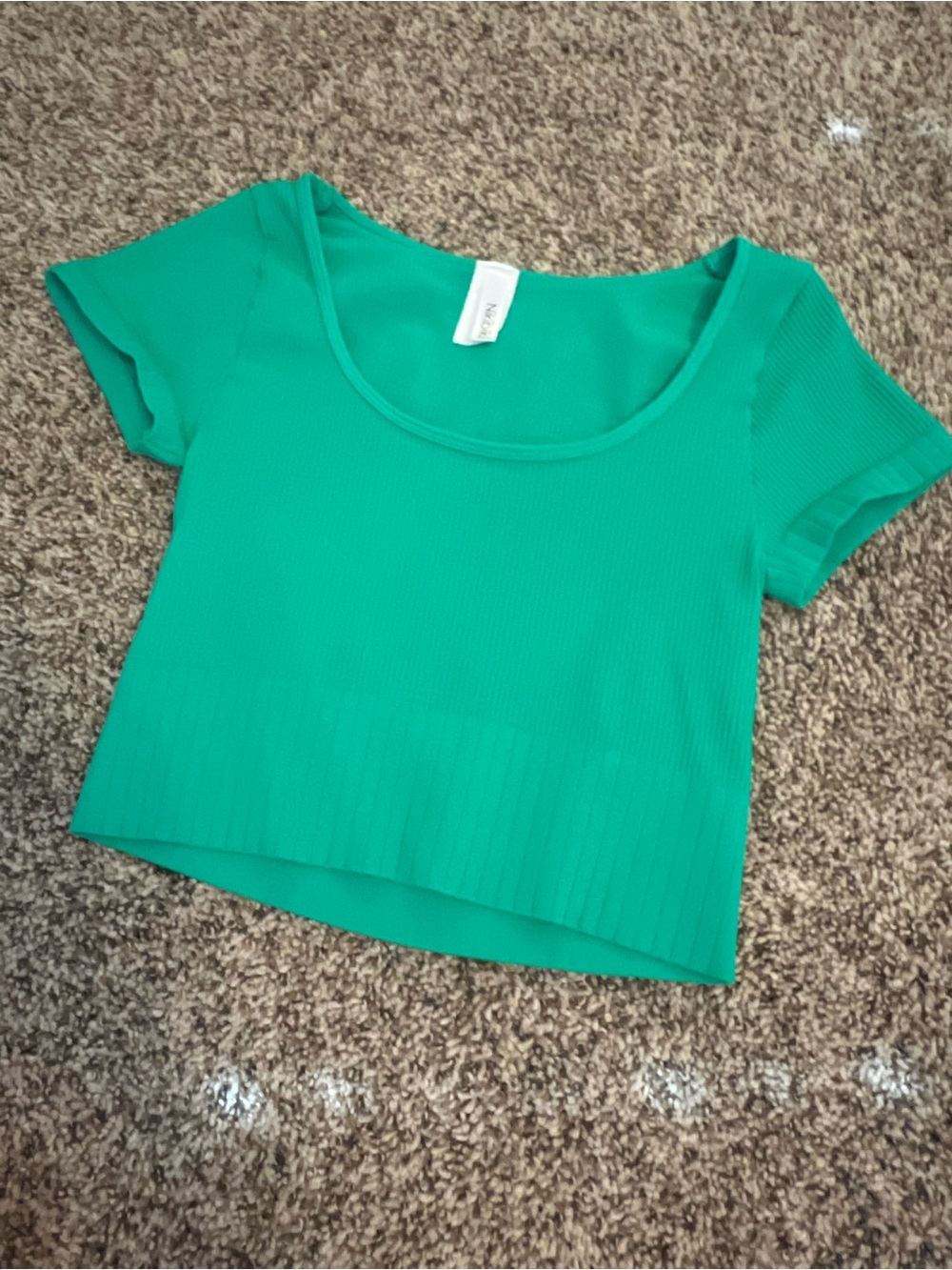 Women's Green Ribbed Crop Top